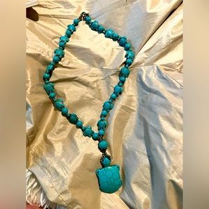 Turquoise Necklace with Turtles
